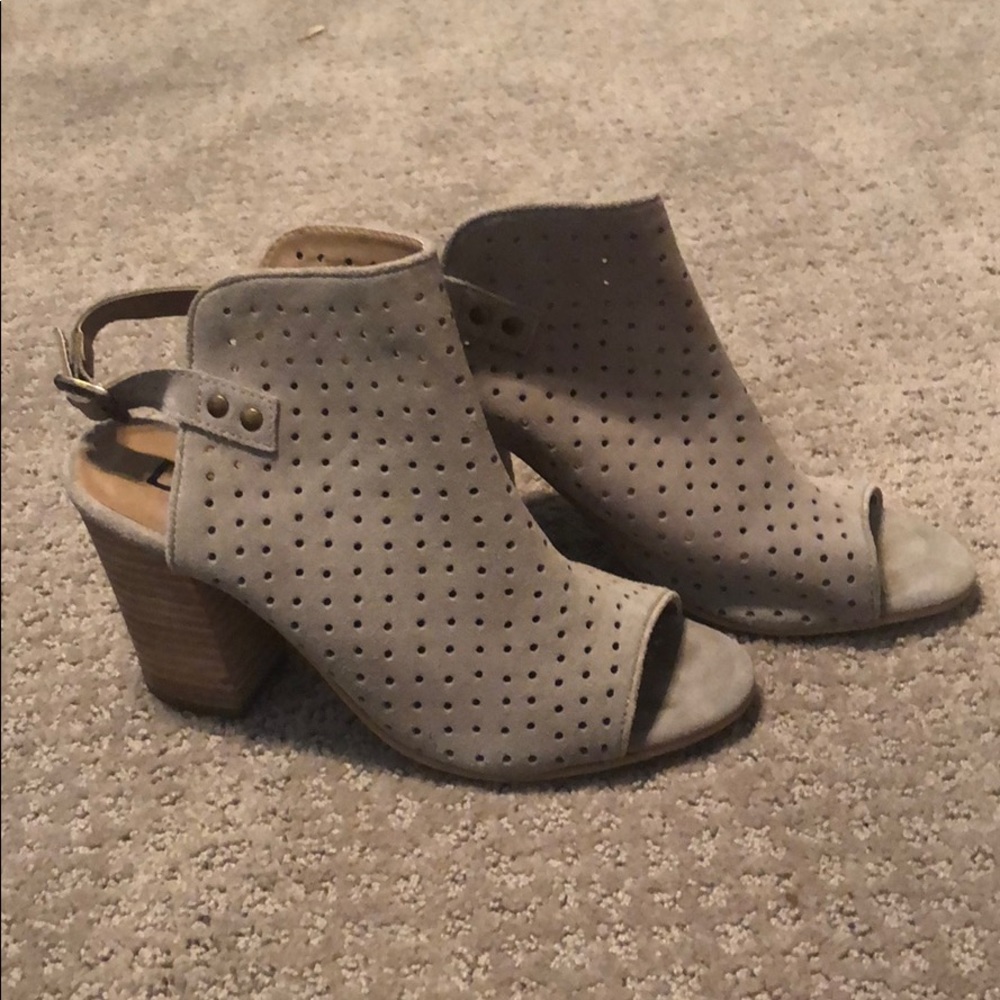 Taupe peep toe platform heels